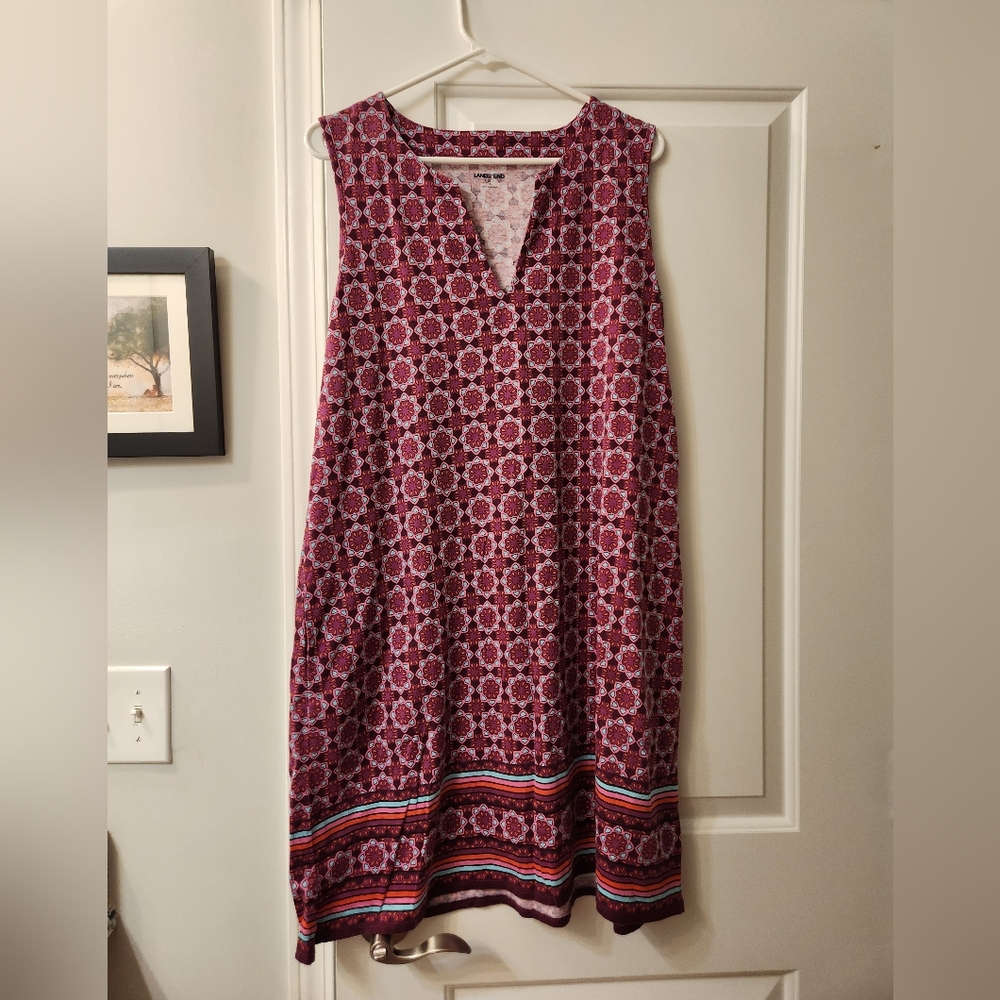 Lands' End Floral Mosaic Sleeveless Dress